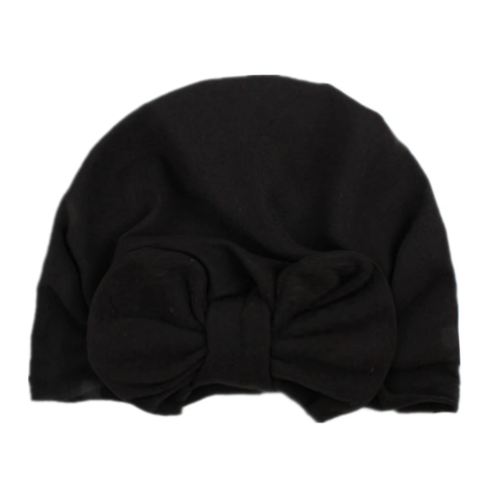 Однотонный эластичный головной убор с бантом для девочек и мальчиков