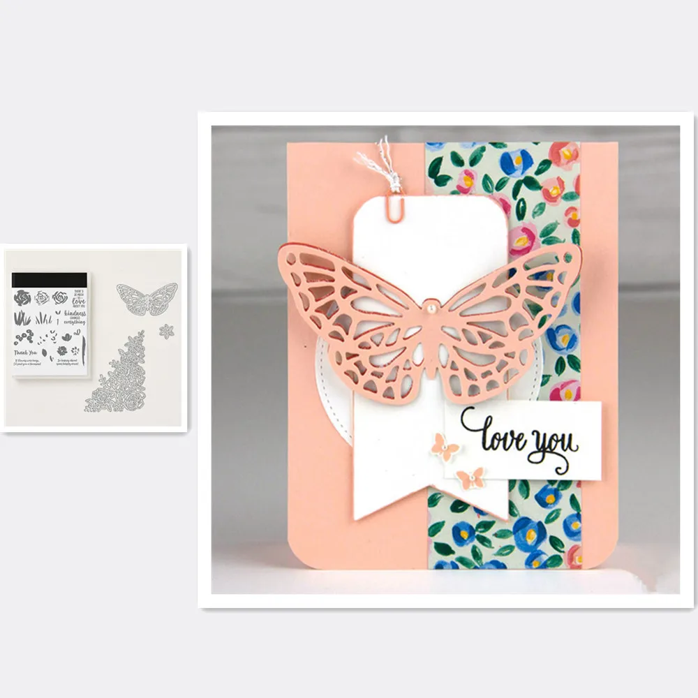 

Butterfly Flowers Metal Cutting Dies and Stamps Stencil For DIY Scrapbooking Paper/photo Cards Embossing Dies