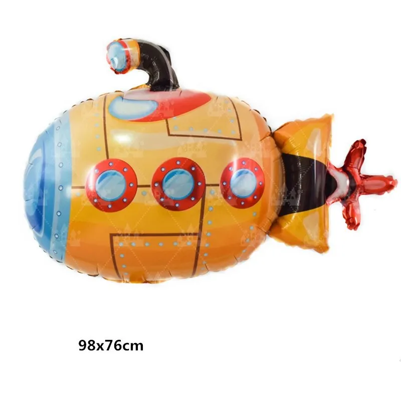 submarine DIY Мультяшные автомобильные воздушные шары пожарная машина поезд Фольга шар скорая помощь Globos детские подарки День Рождения украшения Детские шары - Цвет: submarine