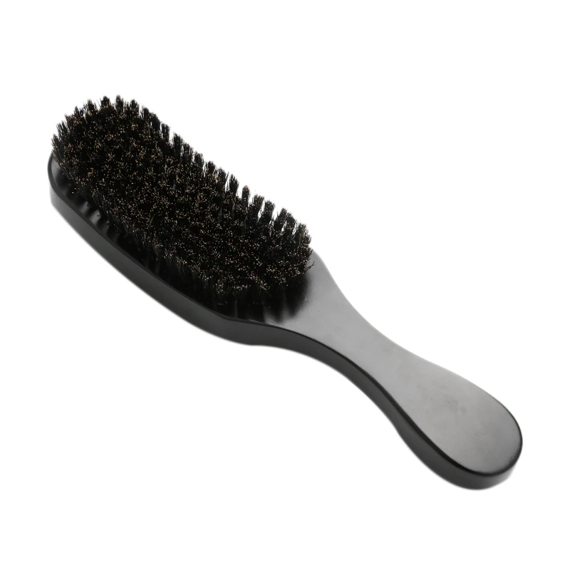 Длинная изогнутая ручка щетка для бороды Мужская свиная шерсть деревянная