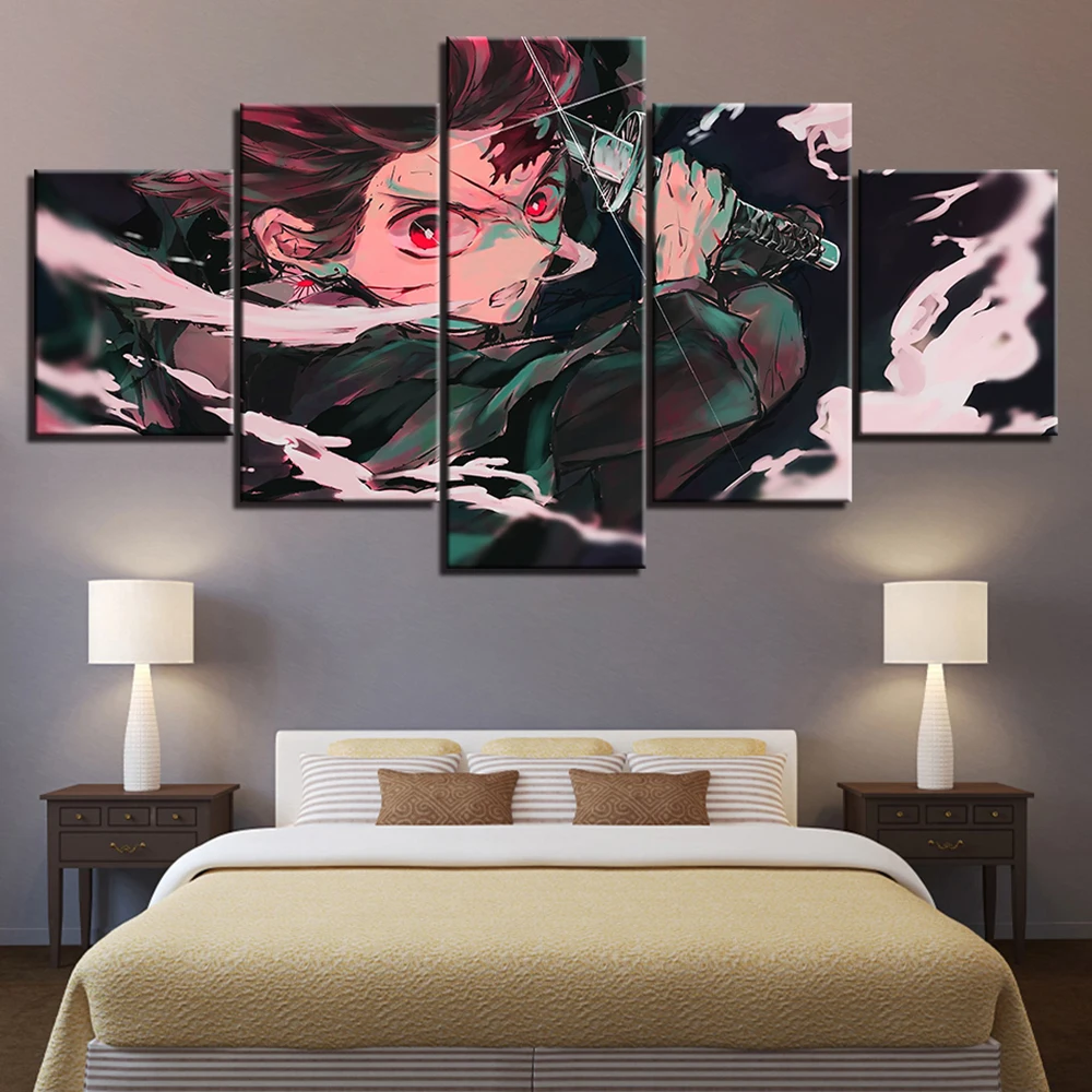 5 шт. настенная живопись на холсте постер с истребителем Демонов и персонажами
