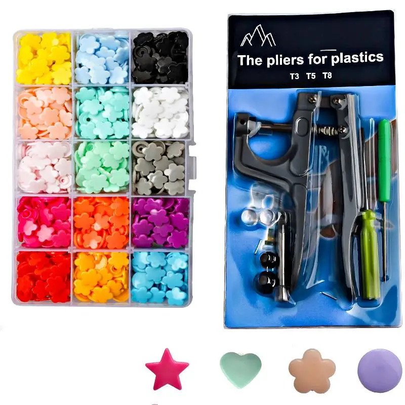 

150 Sets T5 Plastic Snap Button With Snaps Pliers Tool Kit & Organizer Containers,Easy Replacing Snaps,DIY Family Tailor