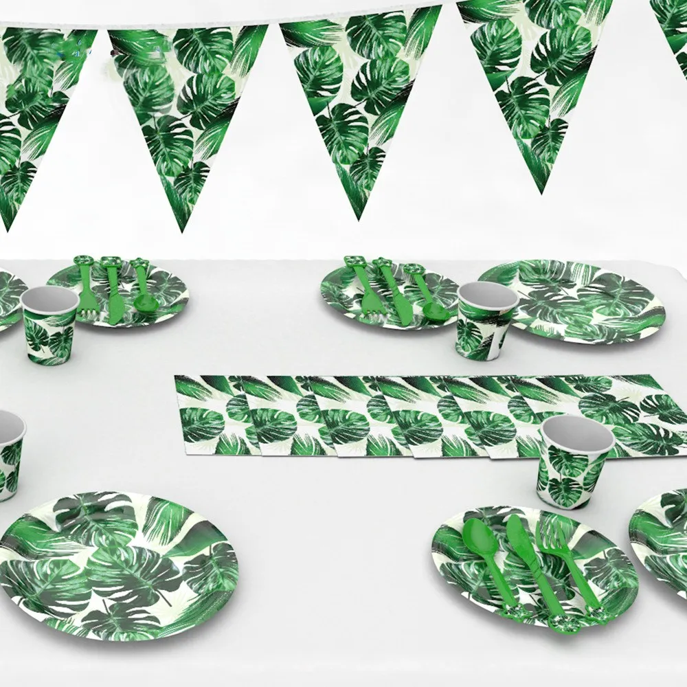 Гавайский вечерние украшения одноразовая посуда наборы пальмовых листьев