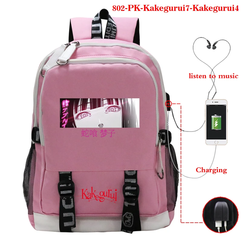 

Cartoon School Bags Japan Anime Kakegurui Backpack Boys Girls USB Charging Travel Large Laptop College Students School Backpack