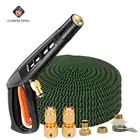 Расширяемый шланг высокого давления для автомойки, регулируемый гибкий шланг с распылителем для поливки дома и сада, пистолет для очистки воды
