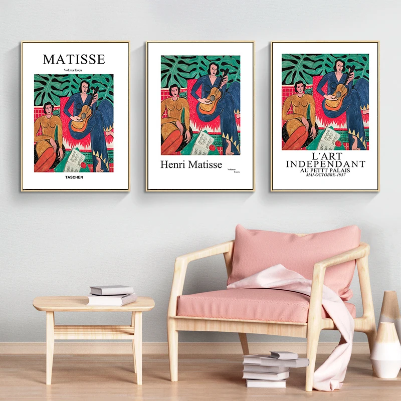 Матиссом Taschen моды плакат и принты гитары портрет девушки Wall Art Холст Картина без