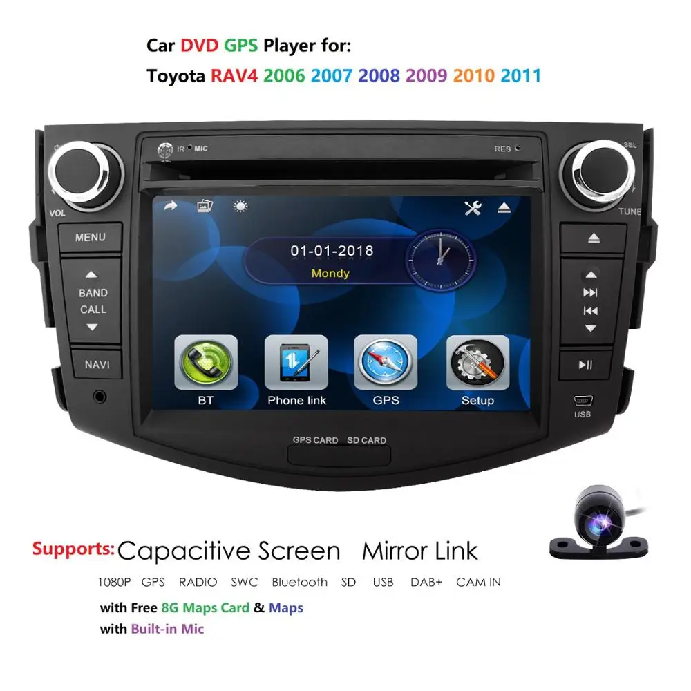 Автомагнитола для Toyota RAV4 2006 2011 7 дюймов HD GPS навигация CD Bluetooth + карта камера