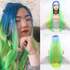 Sylvia парик длинные натуральные волнистые волосы Омбре синтетический парик для женщин синий до зеленый термостойкие волокна косплей парик Вечерние