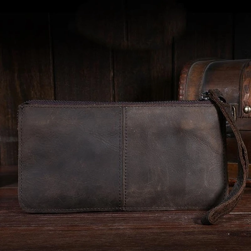 

Genuine Leather Wallet,Retro Crazy Horse Soft Leather Long Wallet for Men&Women,Clutch Bag,Business Wallet Handbag
