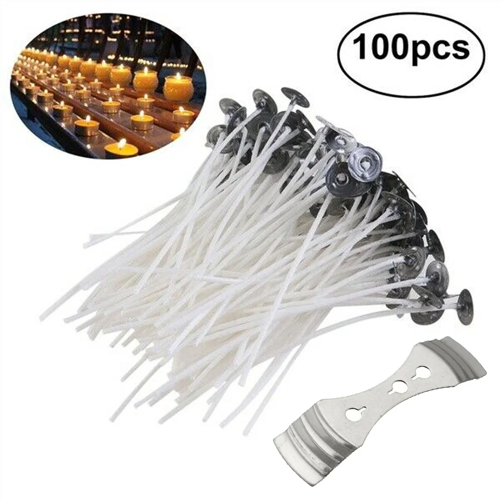 100 шт свечи фитили Хлопок ядро предварительно вощеный с кронштейном для свечей