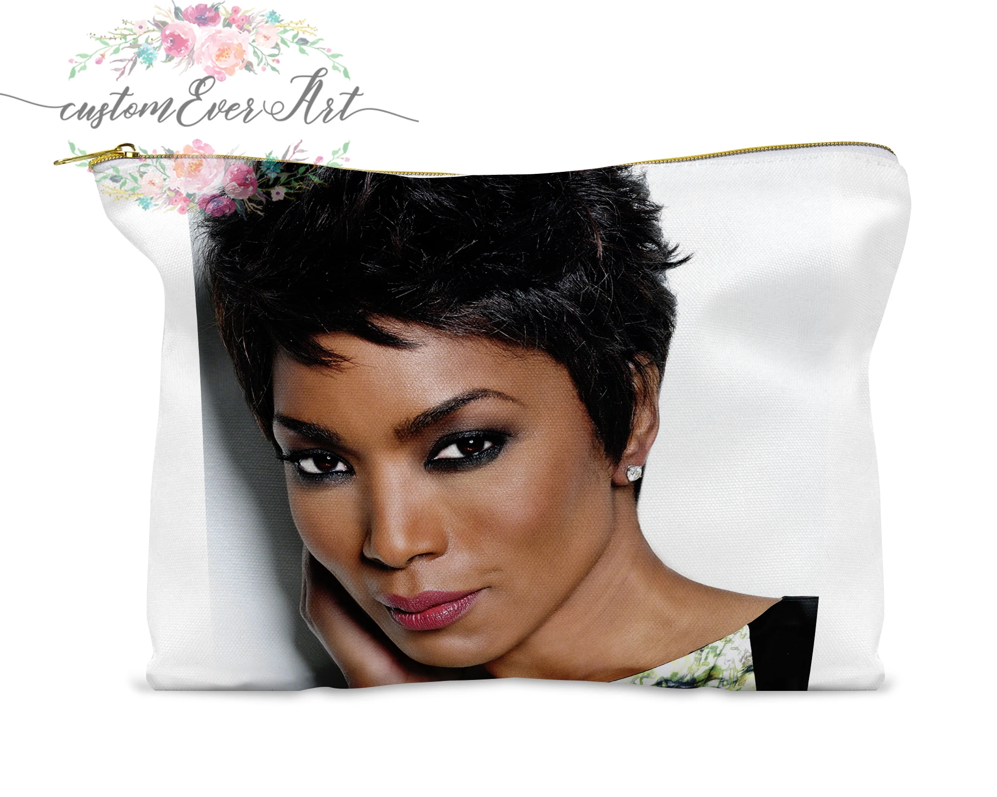 

Angela Bassett cosmetic bag personalized small makeup bag funny makeup organizer toiletry bag zipper pouch