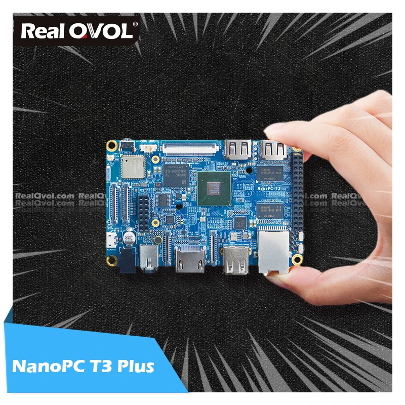 RealQvol FriendlyELEC NanoPC T3 Plus макетная плата, S5P6818 Cortex-A53 1,4 ГГц + 2 Гб DDR3 + 16 Гб eMMC, Поддержка Android/Debian