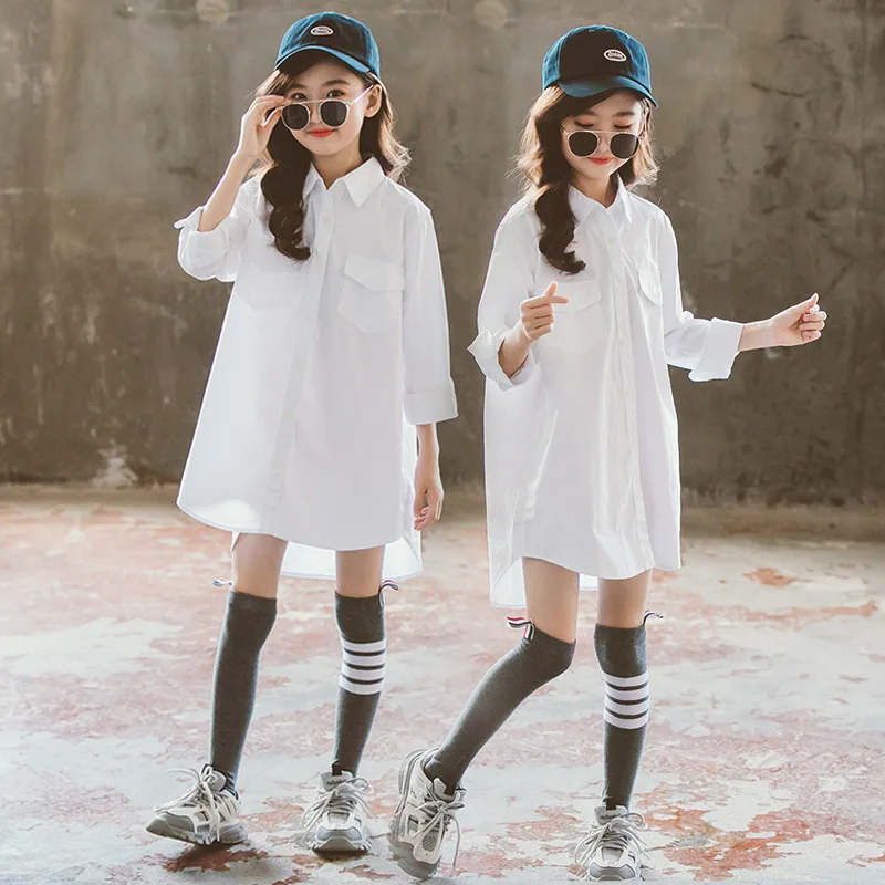 

White Cotton Children Clothes Spring Summer Girls Blouses Shirts Kids Teenagers Costume Ruffle Evening Party High Quality