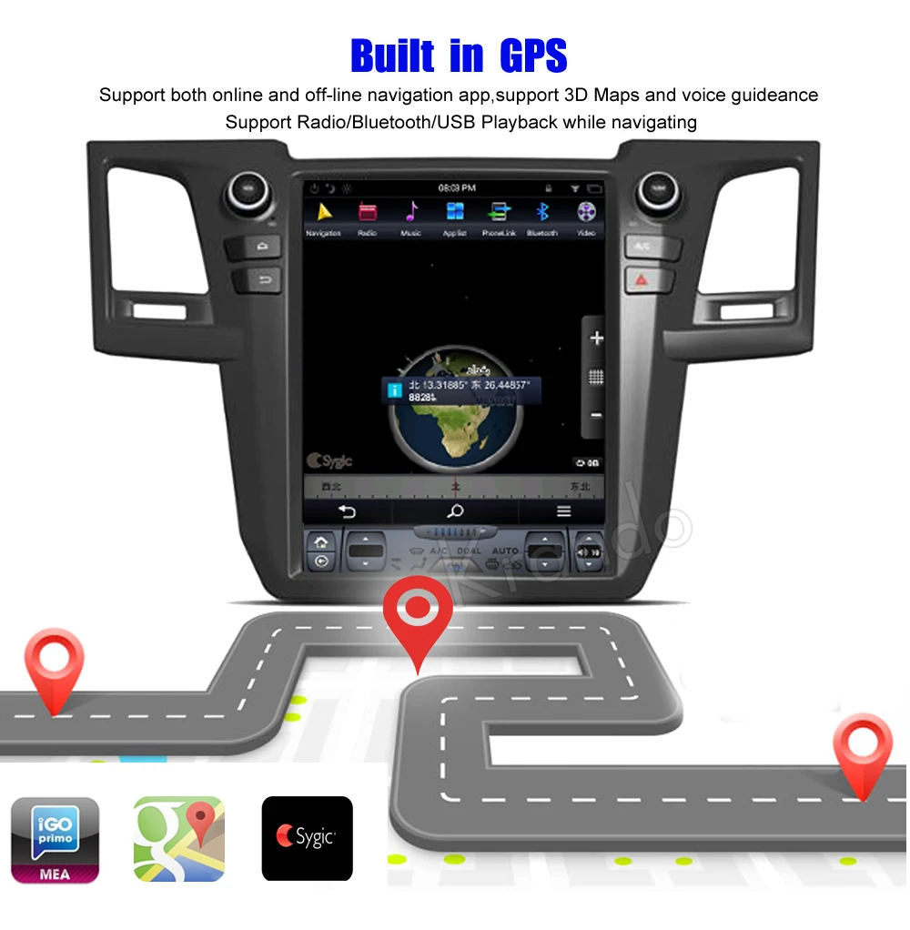 Автомобильный мультимедийный плеер Krando на платформе Android 9 0 с вертикальным