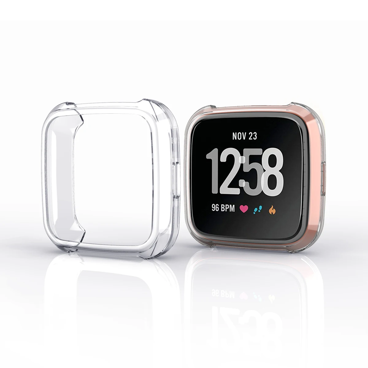 Чехол-бампер для Fitbit Versa lite с защитой от падения, с гальваническим покрытием из ТПУ, Защитный Браслет для циферблата - Цвет: Прозрачный