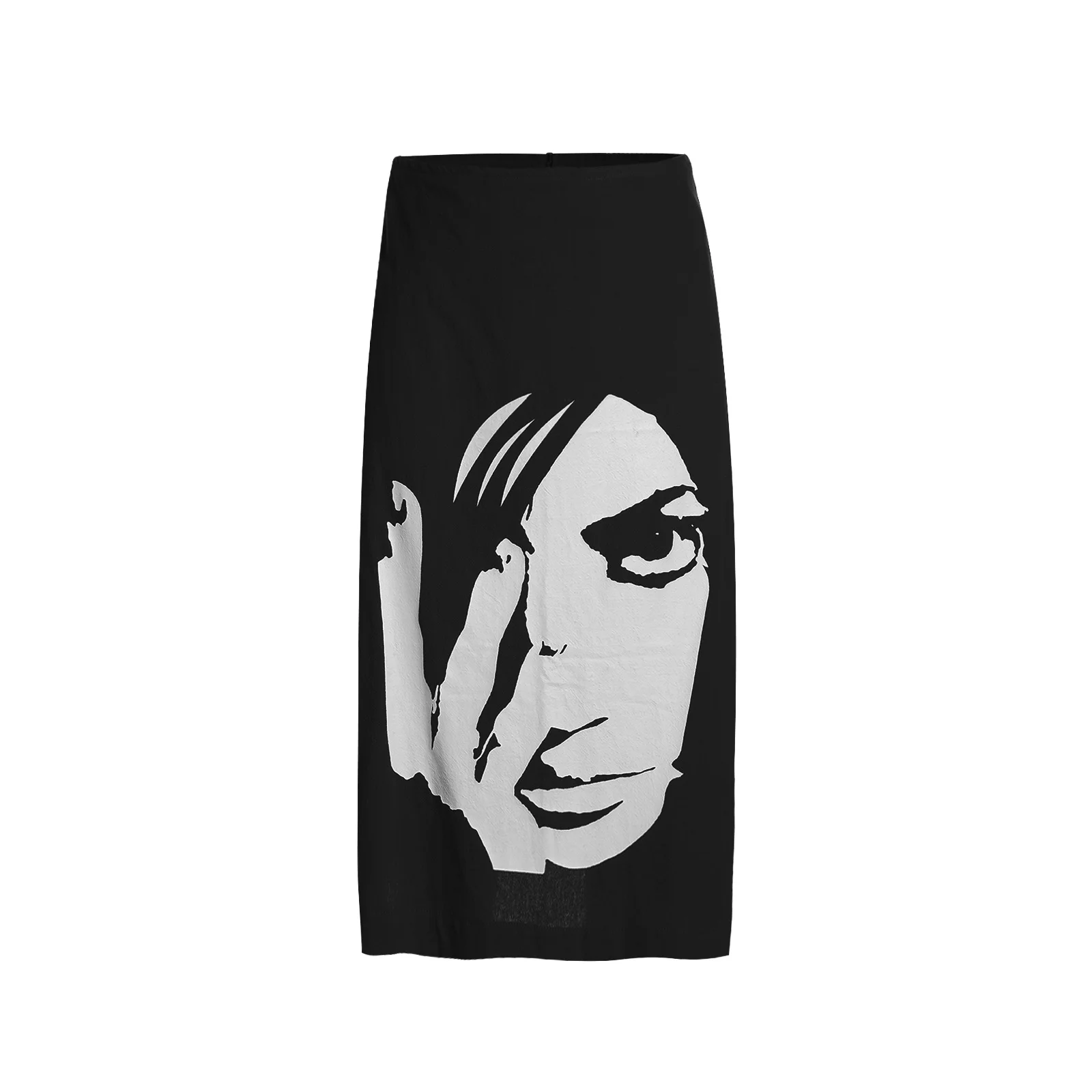 

Women Summer Bottom Skirt,Fashion Loose Female Clothing Human Face Print High-Waist Long Casual Semi-Dress for Girls,Black/Red