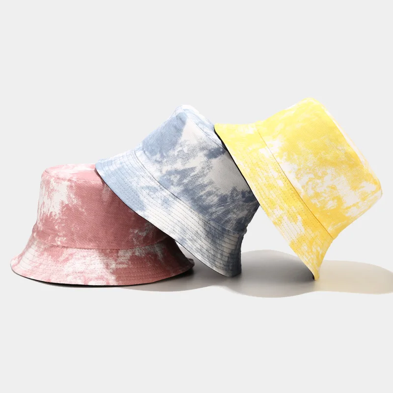 Панама женская/Мужская двухсторонняя Складная шапка с принтом тай-дай |