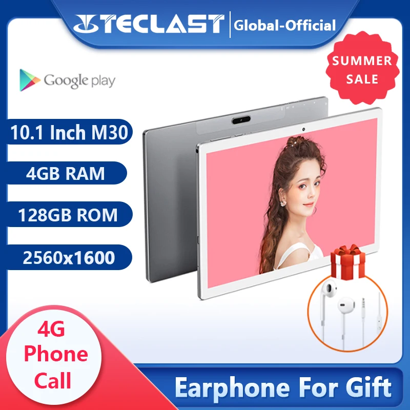 Teclast M30 10 1-дюймовый планшет 2560x1600 2 5 K IPS-экран 4G фаблет десятиядерный MT6797 X27 4 Гб ОЗУ