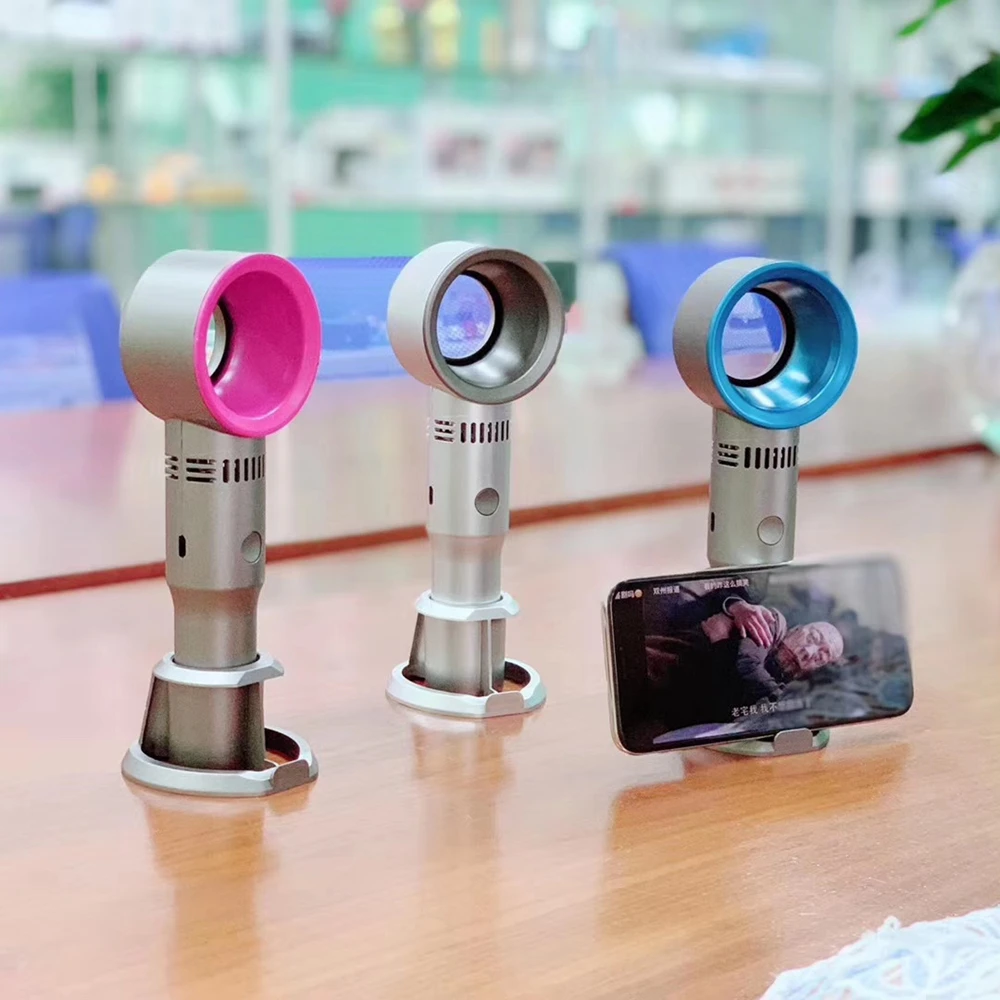 Мини Портативный безлопастной вентилятор Беспроводная зарядка через Usb