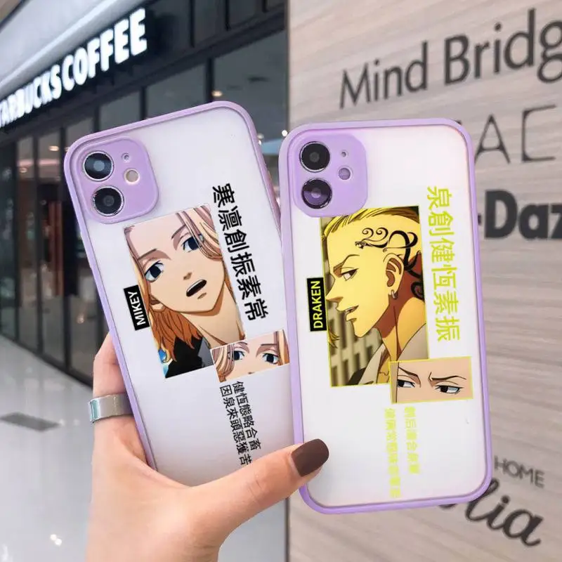 

Tokyo Avengers Revengers anime Phone Case For iPhone 12 11 Mini Pro XR XS Max 7 8 Plus X Matte transparent Purple Back Cover
