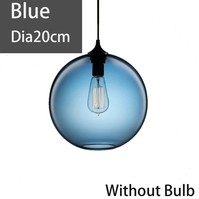 Blue Dia 20cm BDBQBL светодиодный Лофт Дымовое серое стекло шариковая Подвесная лампа чаша подвесные светильники лампа кухня гостиная спальня ресторан гостиничные залы - Цвет корпуса: Blue Dia 20cm