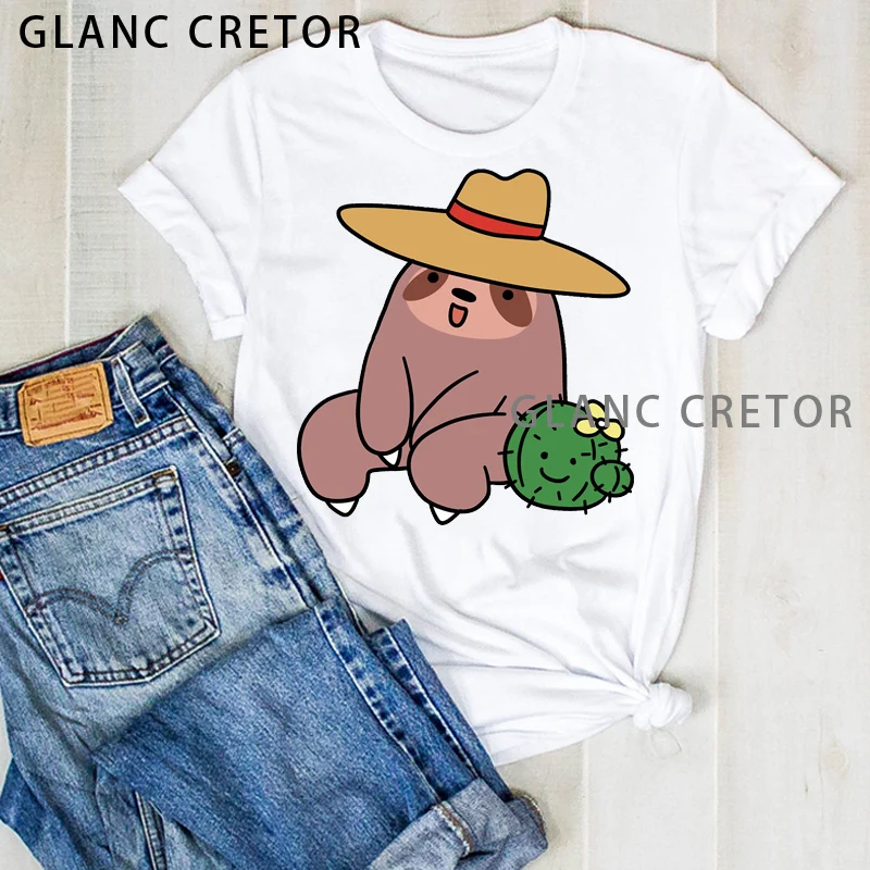 

New Summer Women harajuku Graphic T-Shirt Cactus Free Hug Funny Print T Shirt Lady Modal Tees Shirts Ladies Short Sleeve Vintage