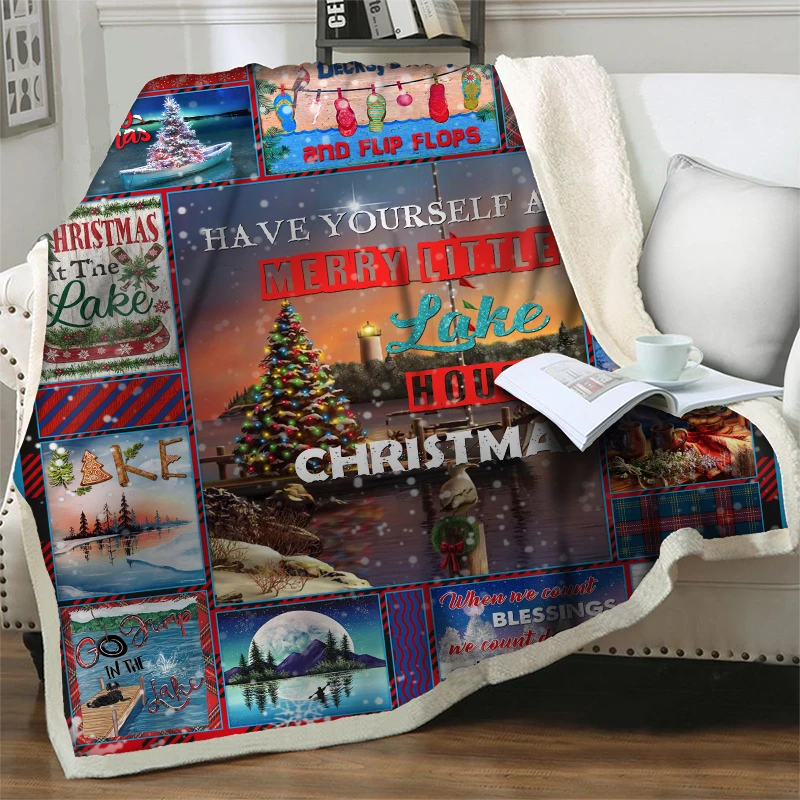 

Dreamlike Christmas Tree 3D Plush Throw Blanket Soft Warm Bedspreads Flannel Sherpa Fleece Blankets For Girl Kids New Year Gifts