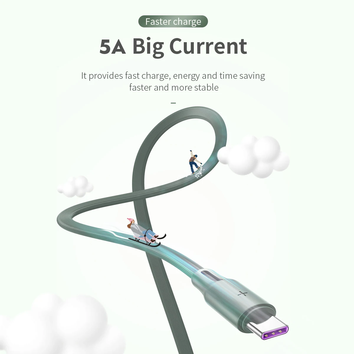 Плоский кабель для быстрой зарядки ROCK type-C 5A для samsung S9 S8 Xiaomi mi9 Redmi note 7 Super Fast Charging QC 4,0 шнур для передачи данных