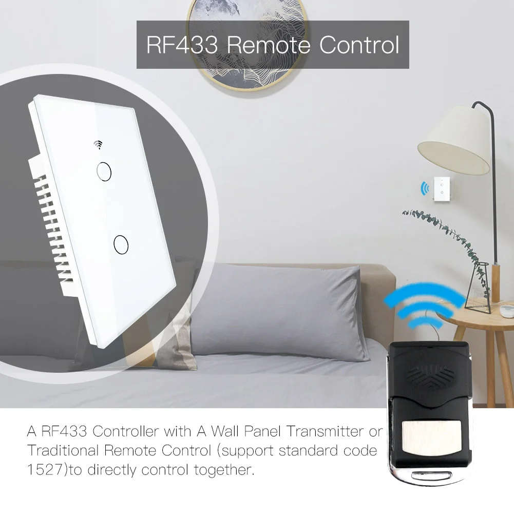 WiFi умный настенный выключатель света RF 433 МГц Беспроводная стеклянная панель Smart