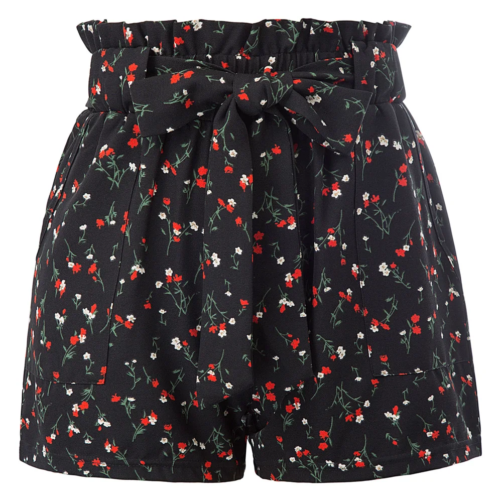 

Waist Belt Shorts Decorated Shorts Vibrant pattern Pockets S-2XL GK Summer Pattern Elastic