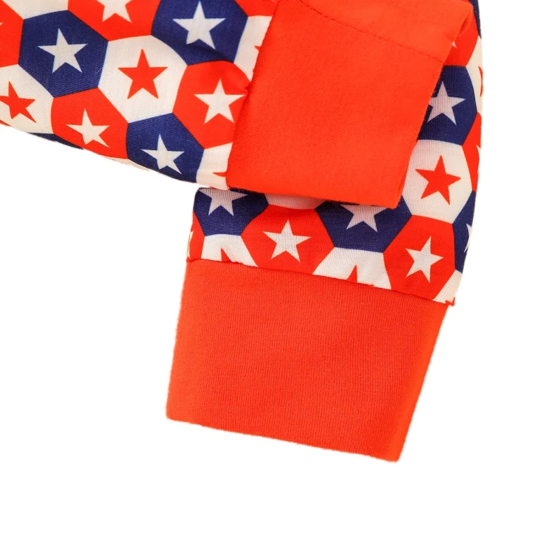 

3Pcs 0-18Months Baby Independence Day Set Newborn Letter Print Short Sleeve Romper Stripe Trousers Hat Outfits