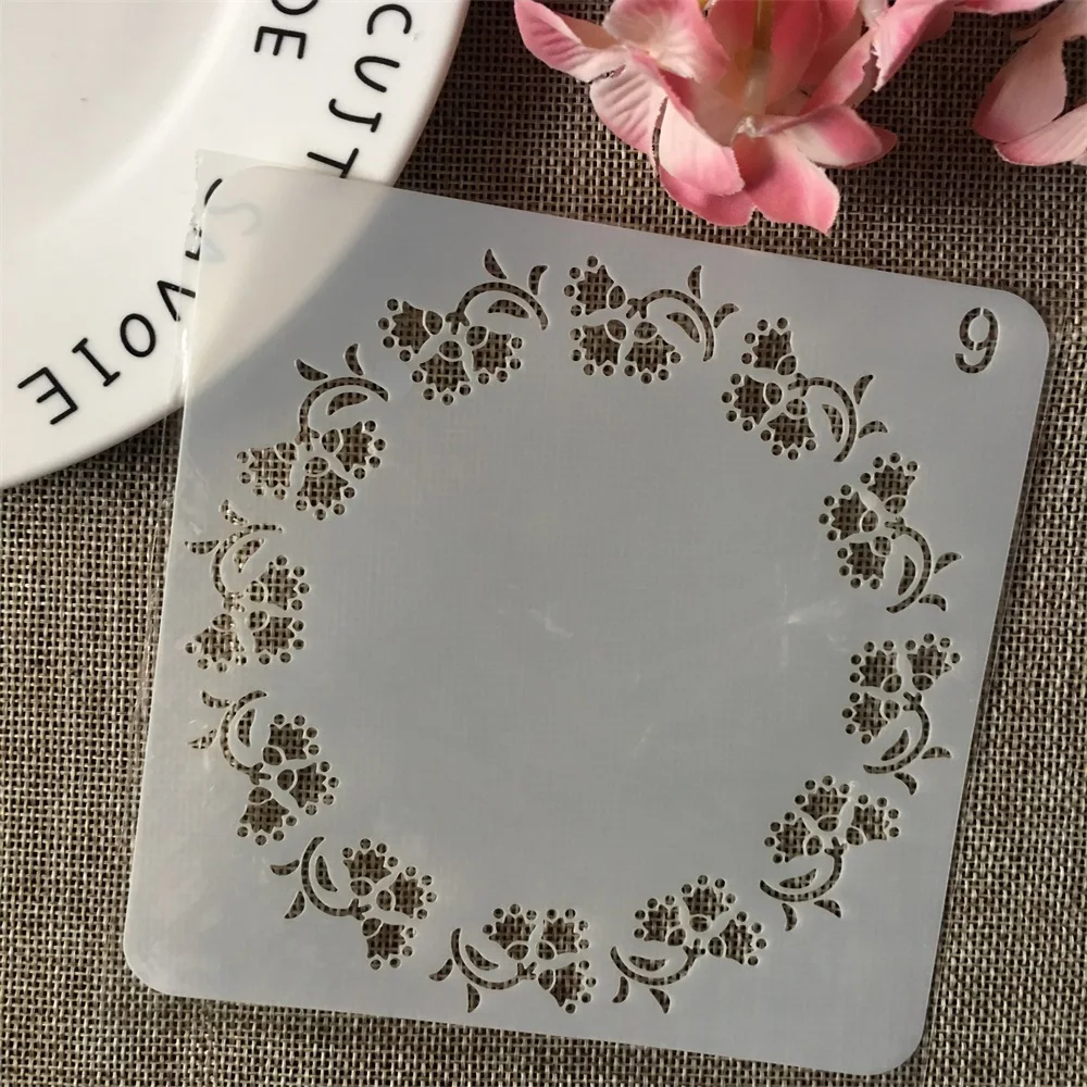 13 см круглые трафареты с листьями для самостоятельного нанесения слоев