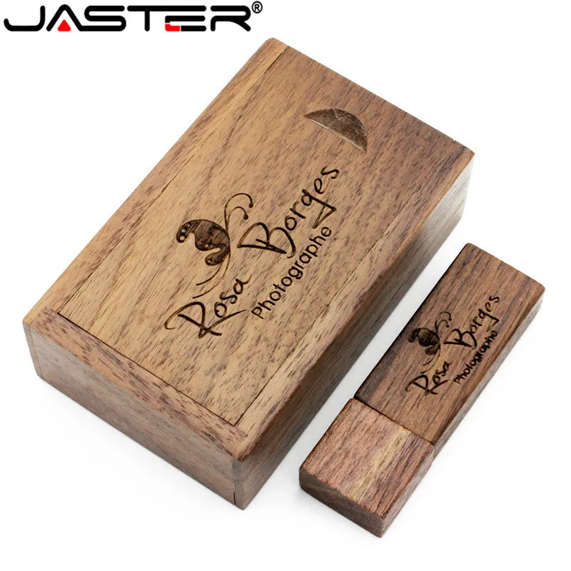JASTER фотография клиента Логотип Деревянный usb+ коробка usb флэш-накопитель Флешка 4 ГБ 8 ГБ 16 ГБ 32 ГБ свадебный подарок(более 10 шт бесплатный логотип