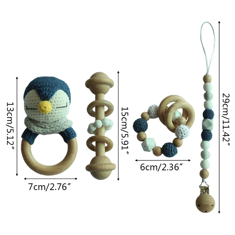 

Baby Pacifier Clip Teething Bracelet Crochet Soother Infants Rattle Teether Toy Q9QB