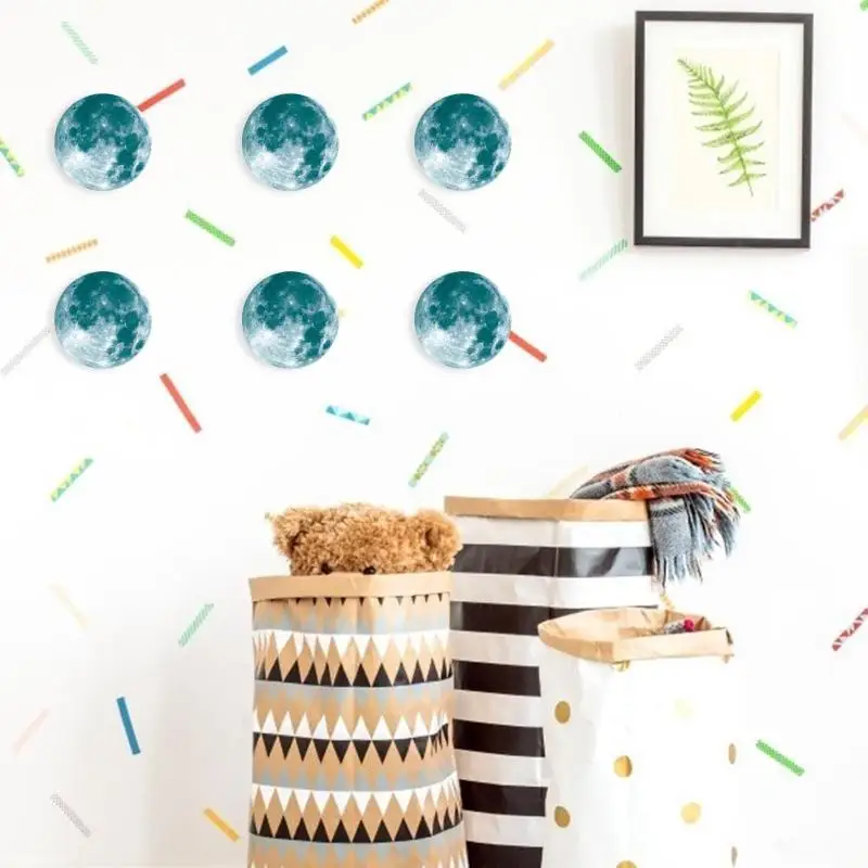 3D наклейки на стену в виде Луны планеты водонепроницаемые супер яркие украшения