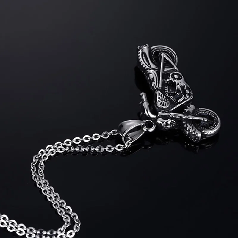 1 PC Vintage Gothic Motorcycle Necklace Ghost Rider Motor Bike Pendant For Men Jewelry Accessories Dropship New Arrival | Украшения и