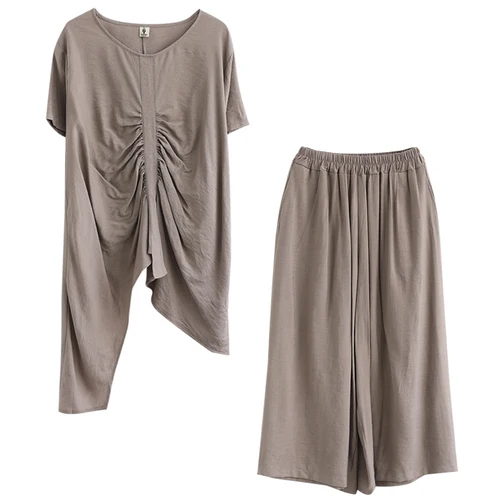 

Literary Women Two Piece Outfits Summer Loose Womens Matching Set Women 2 Piece Set Top And Pants Casual Women's Tracksuits