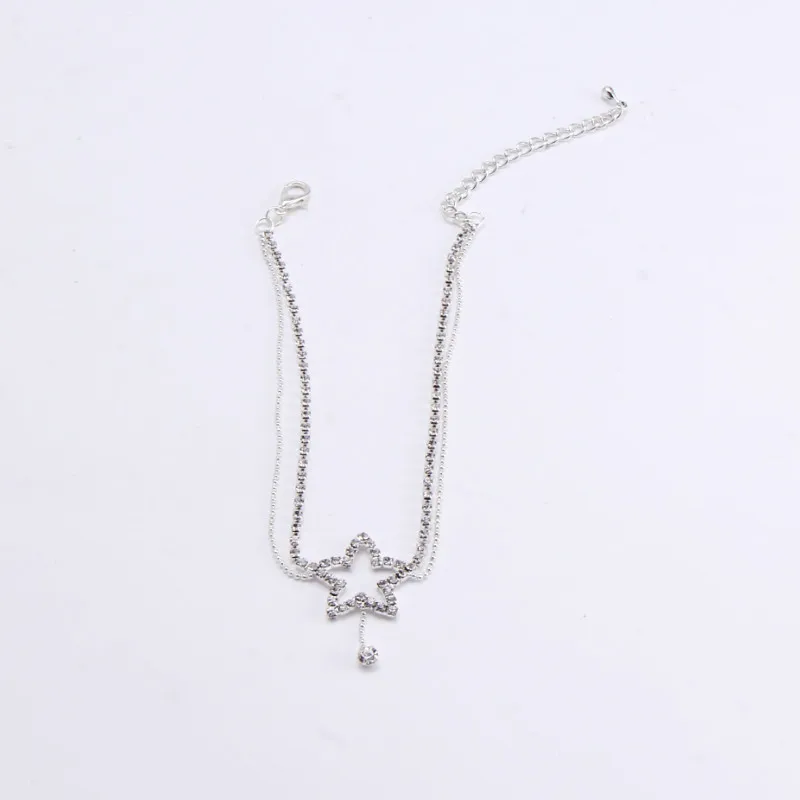 

Simple Temperament New Five-pointed Star Love Heart Rhinestone Anklet