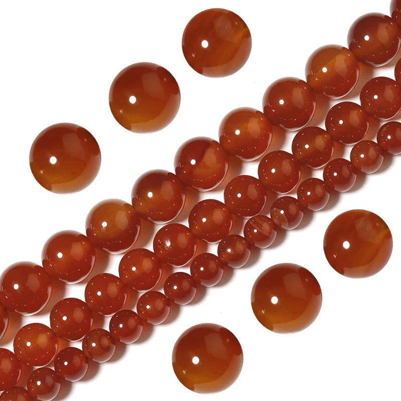 

Linsoir Natural Stone Beads AAA Red Agates 6 8 10mm Round Bead for Jewelry Making Diy Bracelets Pick Size 15"