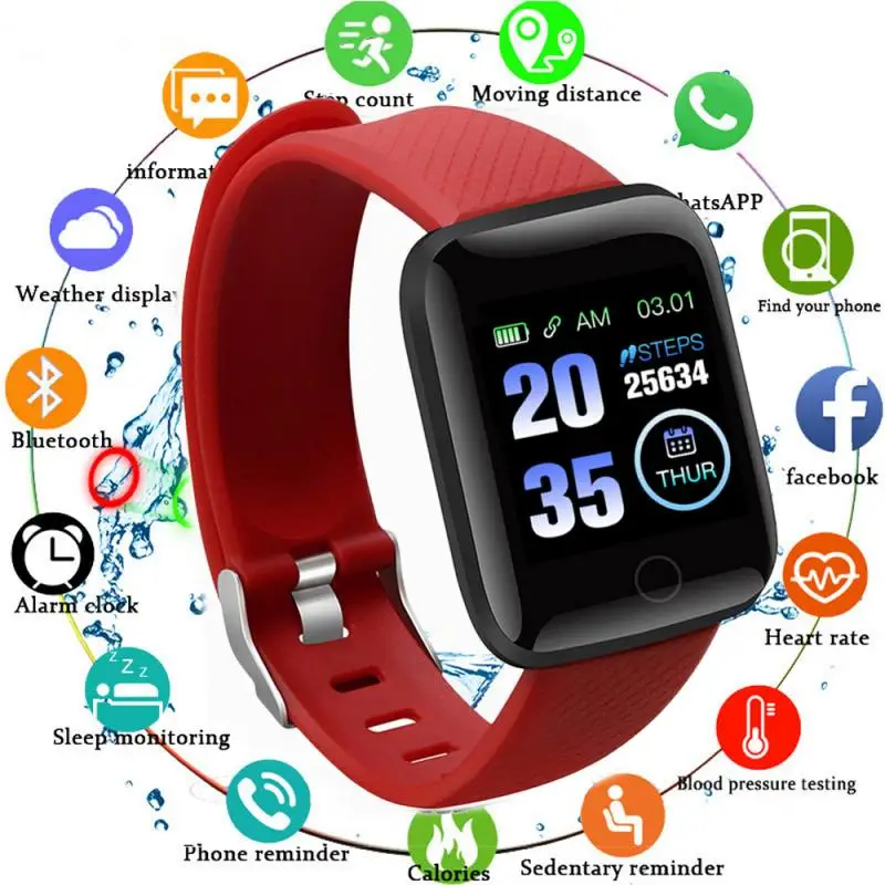 

116Plus Smart Band Watch Bluetooth Heart Rate Blood Pressure Monitor Fitness Tracker Wristbands Wearable Devices Pedometers