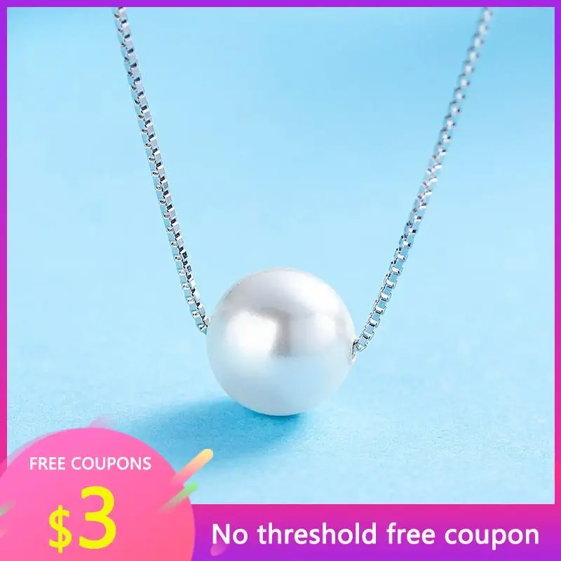 

Fashion Simple S925 Sterling Silver Freshwater Pearl Necklace for Women Short Round Pendant Clavicle Chain Silver 925 Jewelry