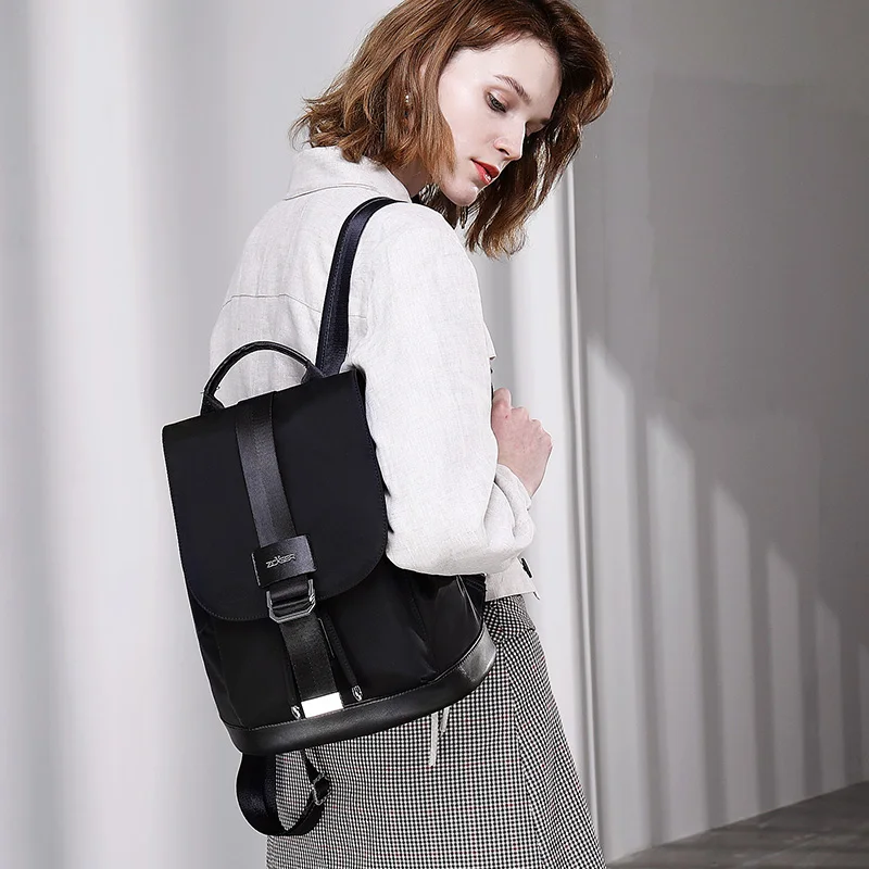 hot! Women's Backpack Student Bag Teen Girl Nylon Buckle Design Black Femme Mochila Women's Backpack Fashion Sac A Dos