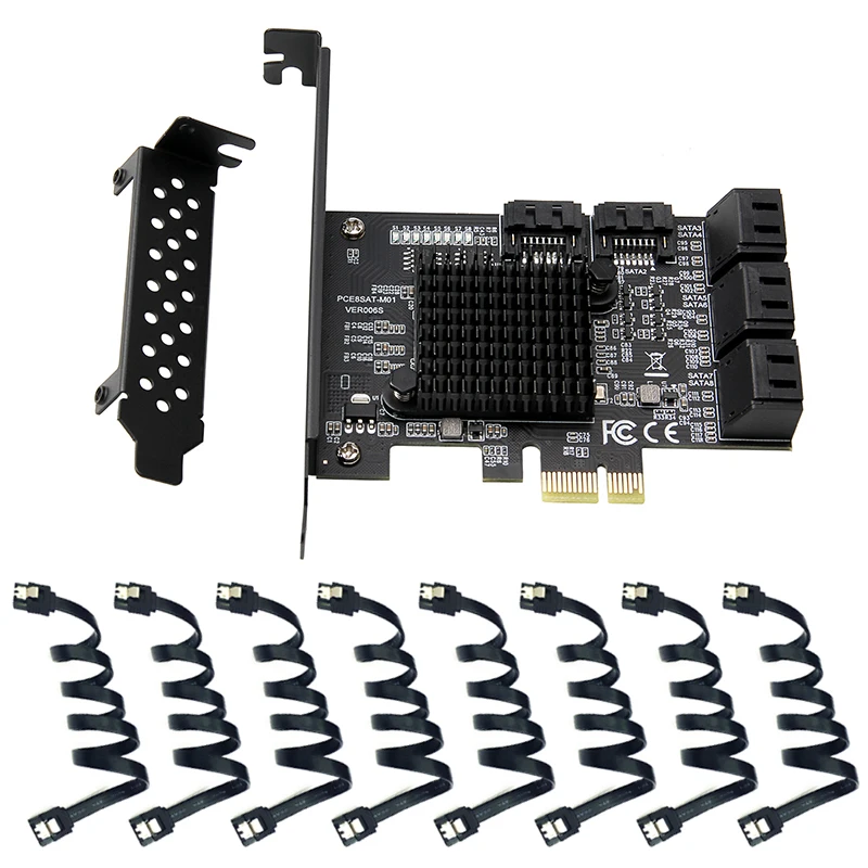 PCIE SATA III 8 портов контроллер карты PCIe 2 0x1 6G плата расширения с низкопрофильным
