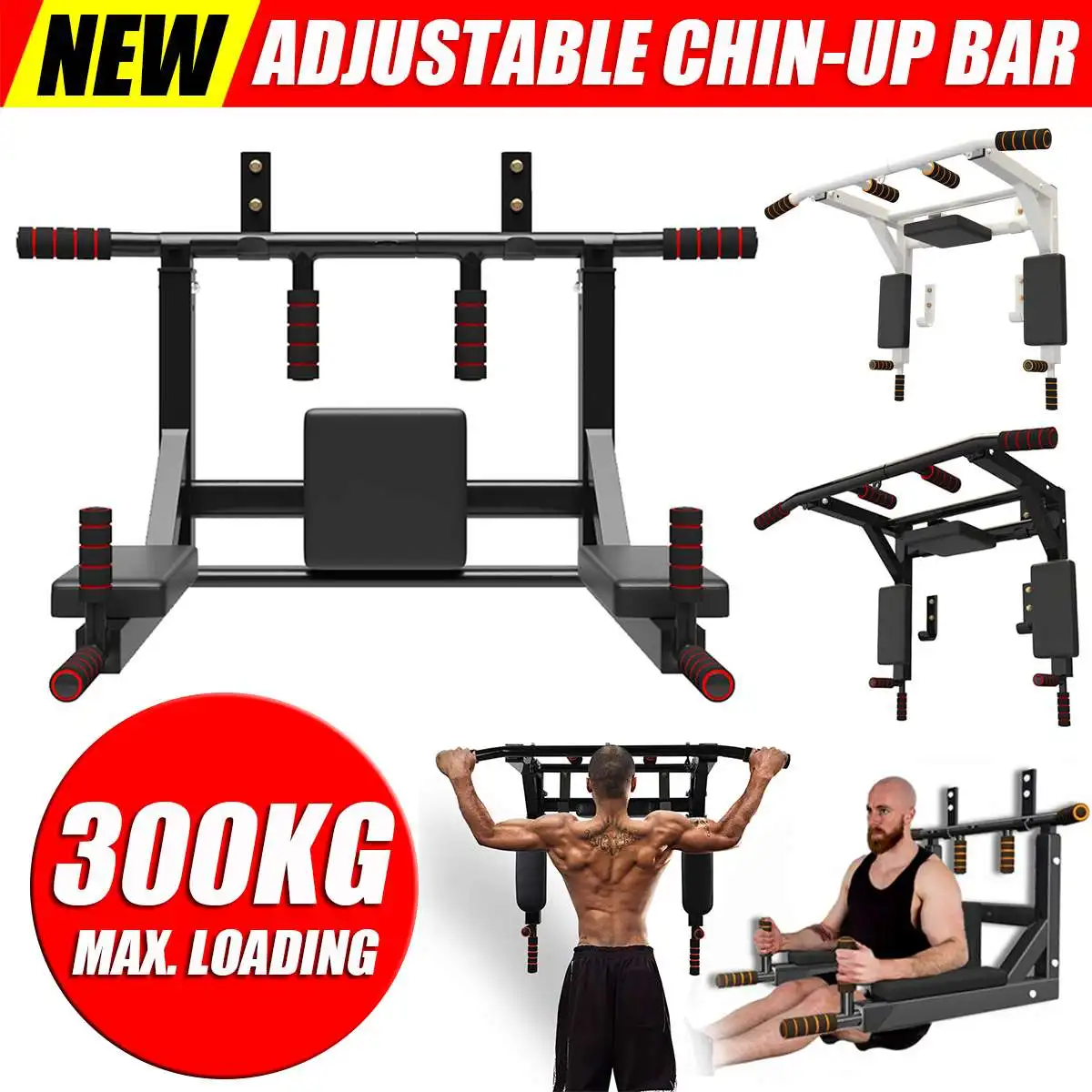 

NEW Multi Wall Mounted Pull Up Bar Dip Station Loading 300 KG Chin Up Bar Fitness Equipment for Home Gym Sport Workout