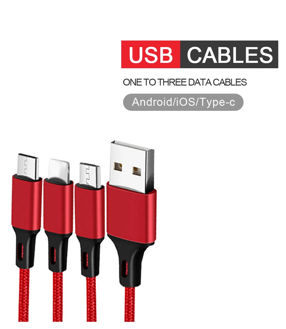 3 в 1 USB кабель type C type-c iOS Micro USB кабели Android 5V2A Быстрая зарядка провод зарядного устройства нейлоновый шнур для мобильного телефона