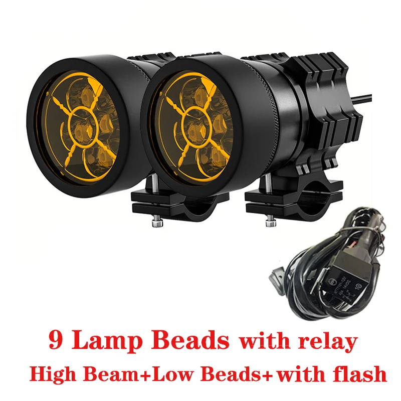 

Универсальная фара 6/9 чипов, светодиодная фара для мотоцикла, 90 Вт, 16000LM, прожектор, водонепроницаемая противотуманная лампа для мотоцикла