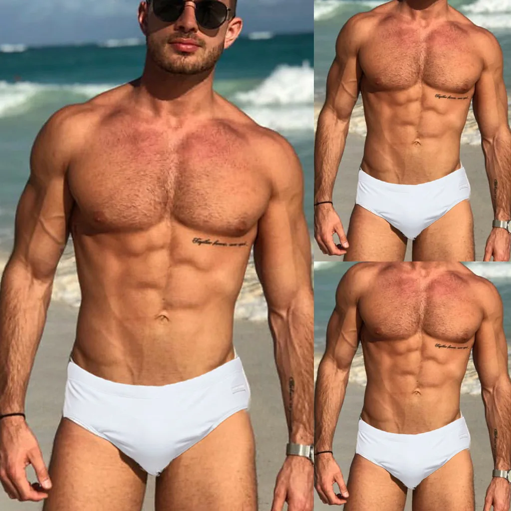 Мужские сексуальные летние пляжные короткие плавки с низкой подождением для