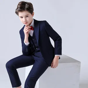 Imported Flower Boys Wedding Suit Kids Prom Party Tuxedo Formal Blazer Children's Day Pinao Performance Costu