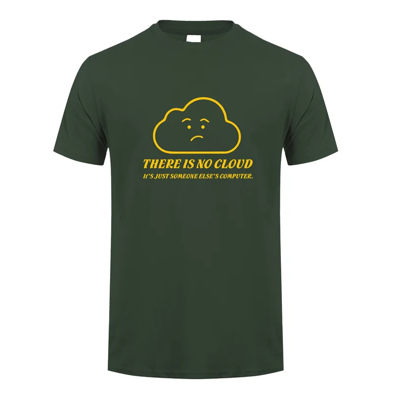 Forest green Omnitee Лето нет облака футболки для мужчин хлопок o-образным вырезом с коротким рукавом это просто чужая футболка с компьютером OZ-343 - Цвет: Forest green