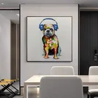 Современные абстрактные картины на холсте с изображением наушников собаки, настенные картины для декора гостиной (без рамки)